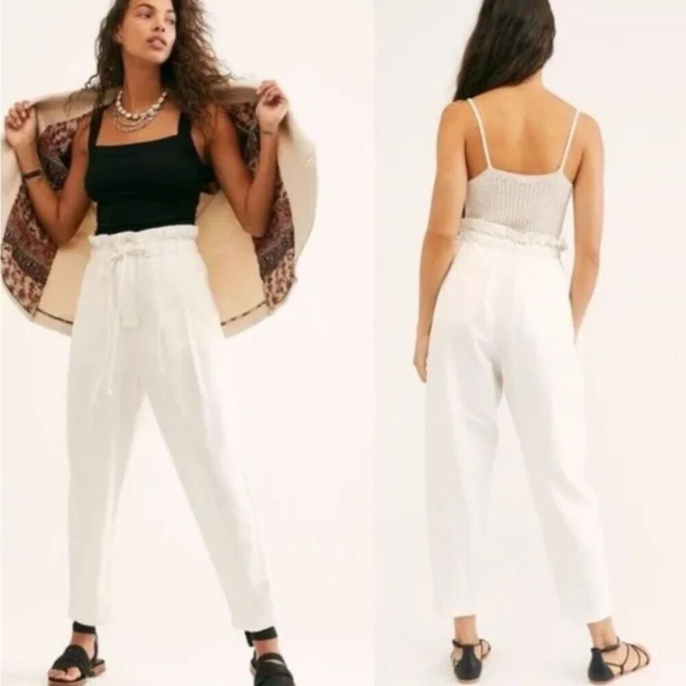 Free People Margate Pleated Trouser, White, Size XS, OB934529